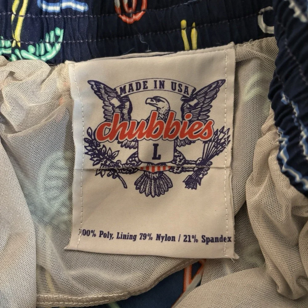 Chubbies Swim Trunks Mens Neon Lights Size L Drawstring Inseam 6
